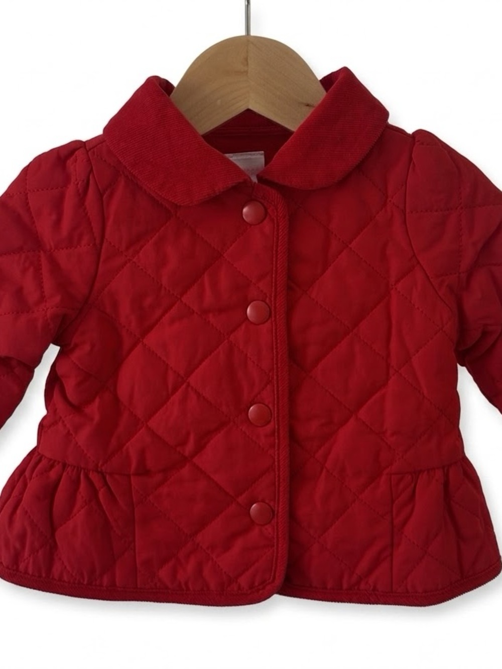 Gymboree Baby Girl Red Quilted Corduroy Collar Snap Jacket 0-3M